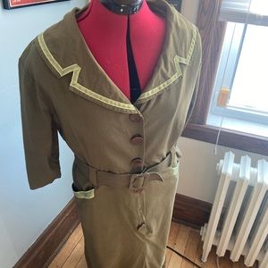Bettie Page olive military dress - repairs needed